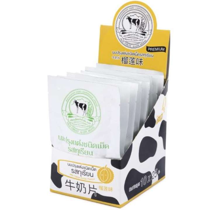 นมอัดเม็ด รสทุเรียน สหกรณ์โคนมวังน้ำเย็น 25 กรัม Q-LIFE DURIAN MILK TABLET 25g