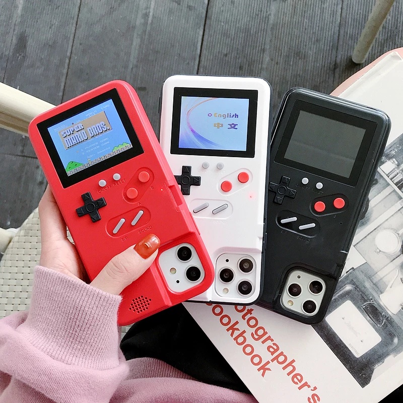 สำหรับเคส iPhone Gameboy สามารถเล่นได้ 36 เกมหน้าจอสีเกมการชาร์จ USB ไม่น่าเบื่อสำหรับ iPhone 15 14 Plus 15 14 13 12 Pro Max
