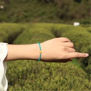 กำไลข้อมือหินเกรด5A turquoise bracelet กำไลหินนำโชค เทอร์ควอยซ์ ความหรูหรา อมตะสร้อยข้อมือเงินแท้+หินTurquoise