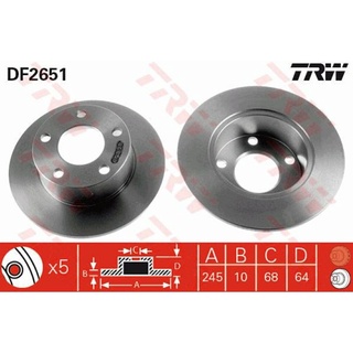 จานเบรกหลัง TRW : AUDI A6 C4 2.3 (94-96) / C5 V6 2.4 (97-99) ***ราคาต่อใบ