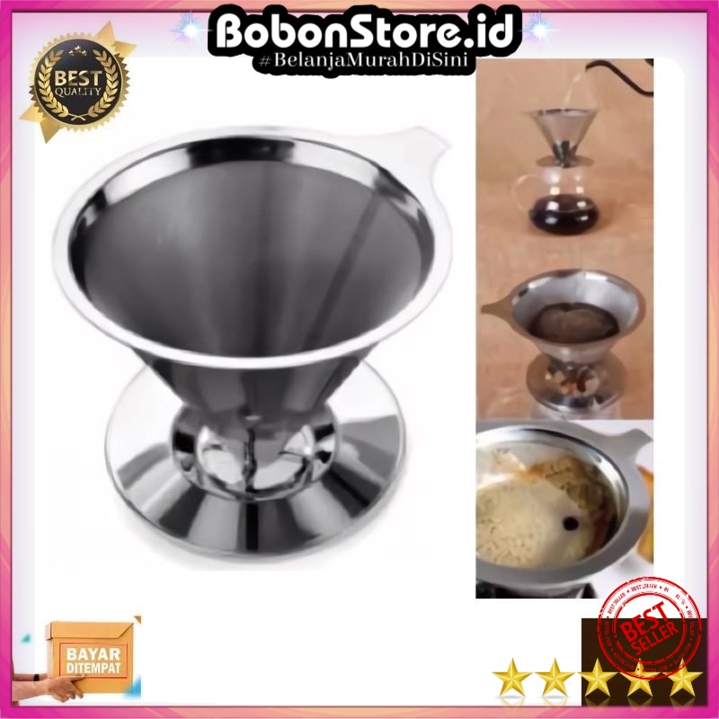 V60 Driper สองชั้นกรวยกรองกาแฟสแตนเลส