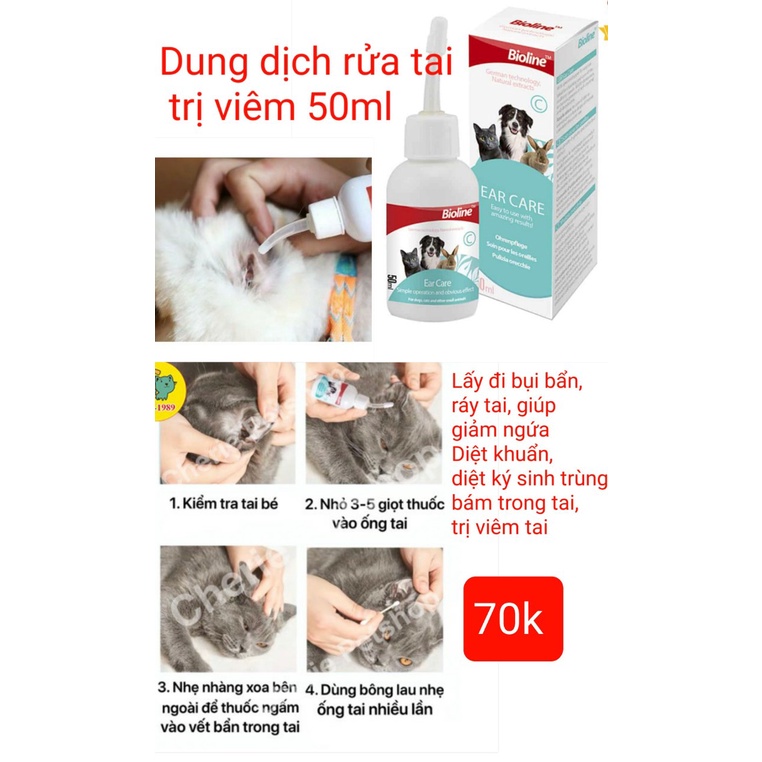 Bioline Ear Cleaner, น ้ ํายาทําความสะอาดหู 50ml สําหรับสุนัขและแมว