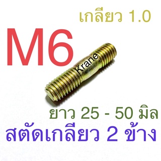 สตัดเกลียว 2 ข้าง ชุบรุ้ง M6 น็อตหลัก เกลียว 1.0 น็อตเบอร์ 10