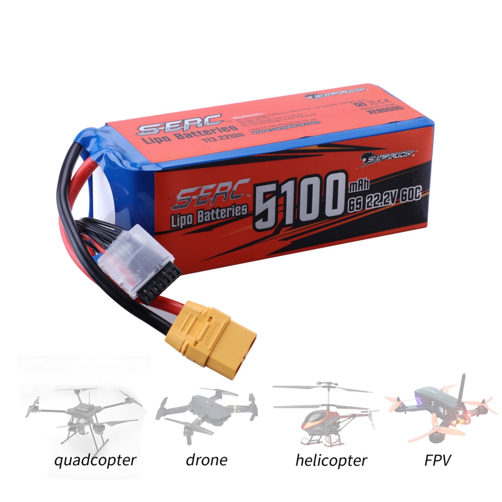 จัดส่ง Todayของเล่น RC Lipo 6S 22.2V 5100Mah 60C แบตลิโพ lipo คลัง