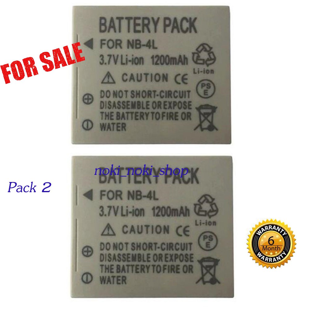 (Pack 2) จำนวน 2 ก้อน Battery for Canon รุ่น NB-6L
