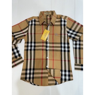 burberryลายสก๊อตแขนยาวS-XLใส่ได้หญิงและชายสีคาราเมล