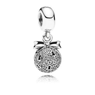 Pandora​ ชาร์ม​ จี้​ Christmas ornament silver dangle with cubic zirconia