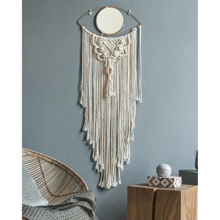 กระจกเงาวงกลม ตกแต่งรูปตา เชือกถัก หินสี ประดับบ้าน Mirror With Eye Detail Woven Tassel Wall Hanging