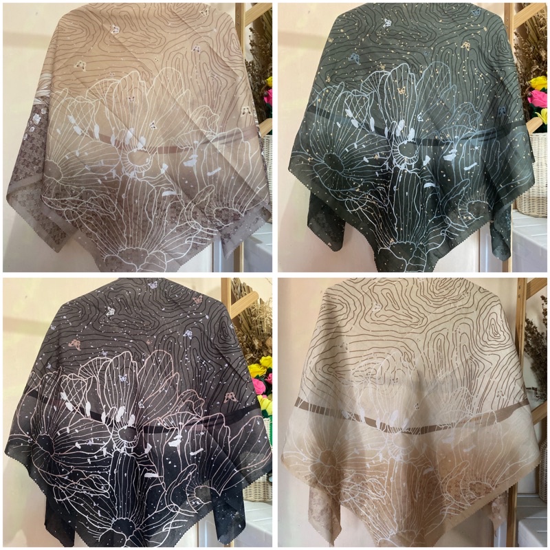 Motif Hijab Voal Hijab Premium Lasercut Square Hijab / motif สี่เหลี่ยมผืนผ้า Hijab Hijab
