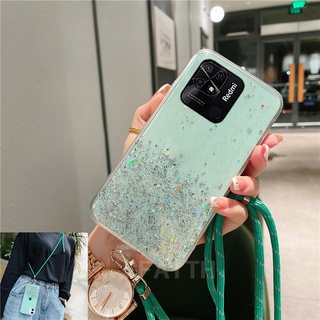 2022 new เคสโทรศัพท์ Xiaomi Redmi 10C Note 11 Pro+ 5G POCO X4 Pro 5G M4Pro 4G 2022 New Bling Transparent Starry Sky Soft Case with Lanyard Backpack Cover เคส Note11ProPlus