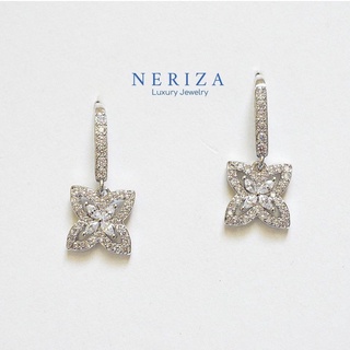 Neriza Jewelry/ต่างหูเพชรระย้าเกรดพรีเมี่ยมประกายไฟเทียบเท่าเพชรแท้ รหัส NE095 จัดส่งฟรีพร้อมกล่อง