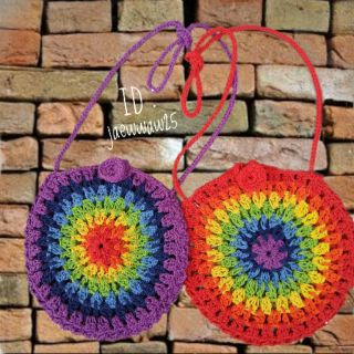กระเป๋าทรงกลม สีรุ้ง/รุ้งพาทเทล/สีพื้นวินเทจ