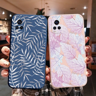 เคสโทรศัพท์มือถือ ขอบสี่เหลี่ยม ลายใบไม้ สวยงาม สําหรับ VIVO T1X Y02S Y21 Y15A Y15S Y33S Y21T Y11S Y12S Y21A Y1S Y91C Y01