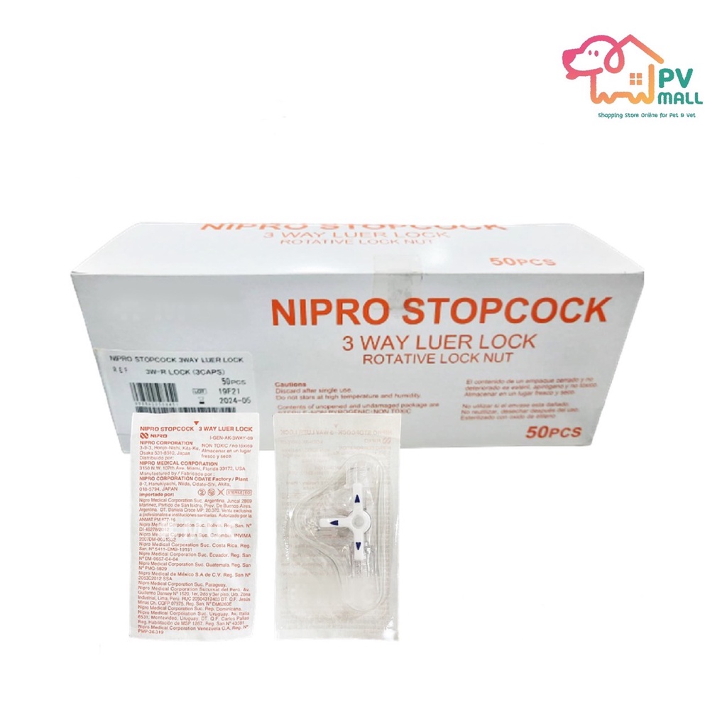 NIPRO 3-Way Stopcock Luer Lock Rotative Lock Nut ข้อต่อ สามทาง 3W-R-L ขายแยกชิ้น