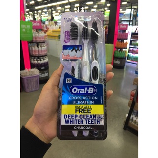 ซื้อ2ฟรี1 สุดคุ้ม! Oral-B CROSS ACTION ULTRA THIN (ปริมาณสุทธิ 3 ด้าม) ออรัล-บี ครอสแอคชั่น อัลตร้าธิน ชาร์โคล แปรงสีฟัน