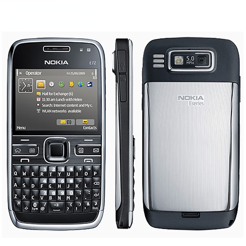 โทรศัพท์มือถือ Nokia E72 Nokia E72 3G Wifi GPS 5MP ปลดล็อคสีดํา