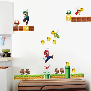 สติกเกอร์วอลเปเปอร์ กันน้ํา ลาย Mario Creates DIY สําหรับติดตกแต่งผนังห้องนอนเด็ก ห้องนั่งเล่น