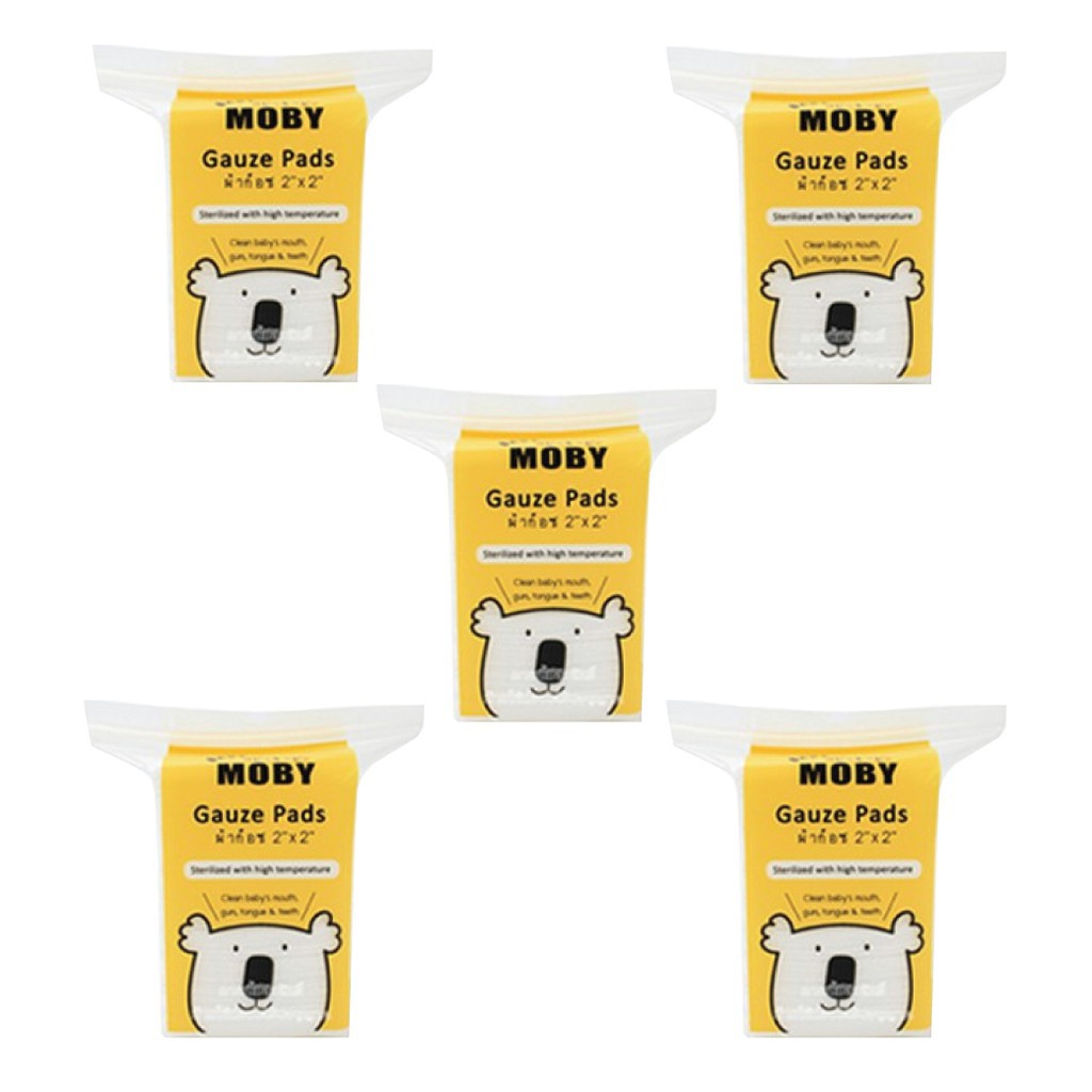 ❡Baby Moby ผ้าก๊อซเช็ดลิ้น แพ็ค 5 ห่อราคาพิเศษ