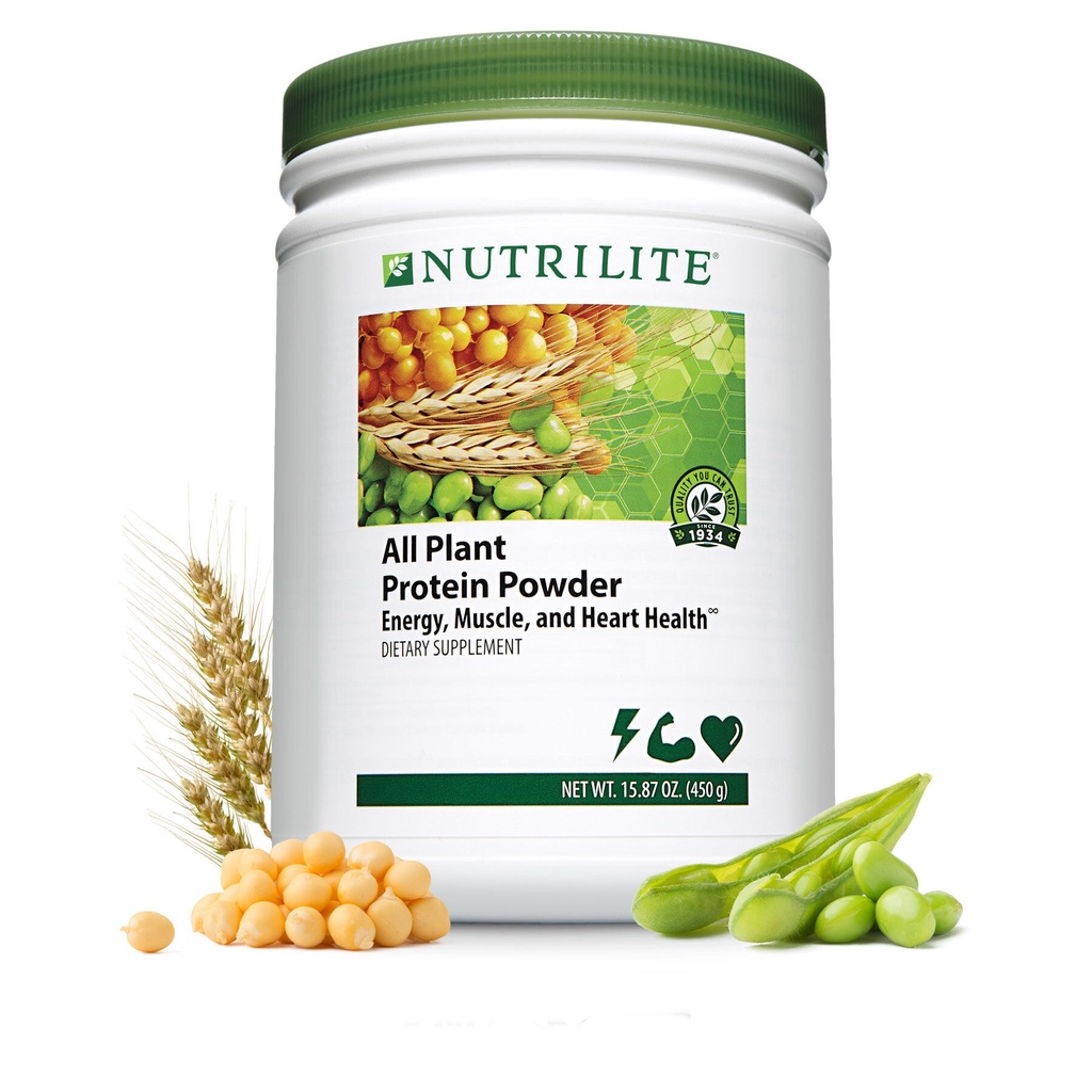นิวทริไลท์ ออล แพลนท์ โปรตีน ขนาด 450กรัม Amway Nutrilite All Plant Protein Powder Soy Protein โปรตีนแอมเวย์