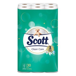 🚚💨พร้อมส่ง!! สก็อตต์ กระดาษชำระ คลีนแคร์ 30 ม้วน SCOTT CLEAN CARE TOILET TISSUE 30 ROLLS