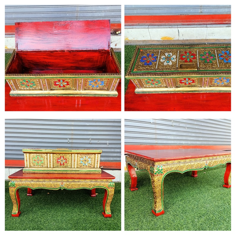 หีบพระมาลัย หีบใส่พระไตรปิฎก 1ชุด โต๊ะกล่องธรรม หีบ กล่อง พระอภิธรรม หีบธรรม โต๊ะหมู่บูชา โต๊ะขาสิงห์ - รูปที่ 4