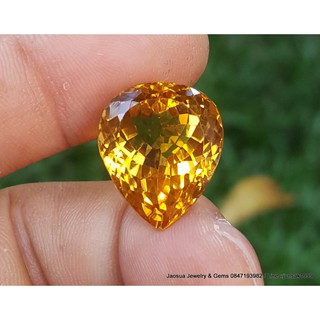 พลอย ซิทริน { Natural Citrine } 21.89 cts.  #อัญมณีประจำราศีพิจิก ขนาด 15.6 x 18.3 x 13.2 mm. พลอยแท้100%