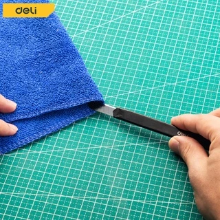 Deli คัตเตอร์ มีดคัตเตอร์ คัตเตอร์จิ๋ว 9mm พกพาง่ายๆ โลหะผสมเหล็ก ใบมีดเฉียง 30° 60° Cutter