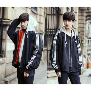 Bomber Jacket เสื้อแจ็คเก็ตกันลมแฟชั่นผู้ชาย แต่งฮู้ด (10211MM)
