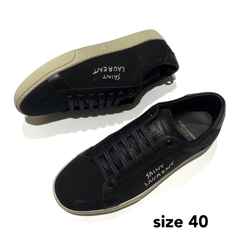 CLEARANCE SALE YSL Saint Laurent sneakers 40 Canvas สีดำ รุ่นผ้า รองเท้าผ้าใบ ของแท้ ส่งฟรี EMS ทั้งร้าน