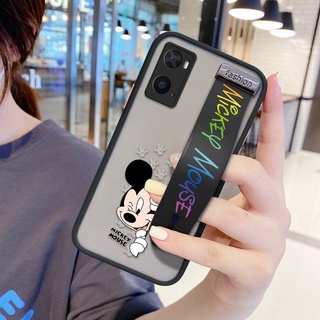 เคส OPPO A76 A36 A96 A55 4G A16K A16e A57 5G A77 5G เคสโทรศัพท์มือถือ กันกระแทก ป้องกันเลนส์ ลายการ์ตูนมิกกี้เมาส์ พร้อมสายรัดข้อมือ