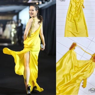 🔥The new collection * Yellow satin flare dress  * S/M/L 🔥