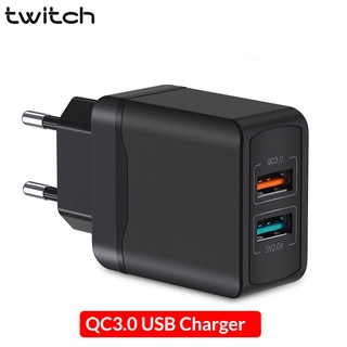 Twitch อะแดปเตอร์ชาร์จ 28W QC3.0 แบบพอร์ต USB คู่ ชาร์จเร็ว สําหรับเดินทาง