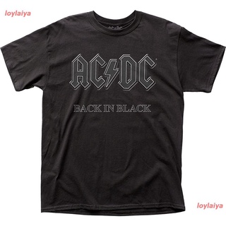 AC/DC Hard Rock Band Music Group Back In Black Adult T-Shirt Tee เอซี/ดีซี ​วงร็อค เสื้อยืดพิมลาย เสื้อยืดผู้ชาย เสื้อผู