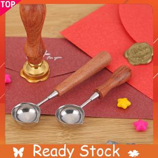 🍀Vintage Anti-Hot Sealing Wax Spoon Wood Handle R Wax Stamping Spoons