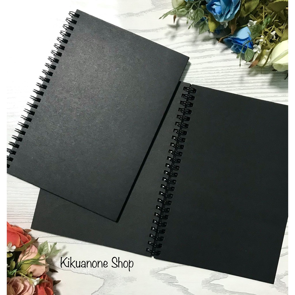 🔺สมุดปกดำสันห่วง✨ด้านในสีดำ✨~Bsp~B5/A5~ไม่มีเส้น🔻 | Shopee Thailand