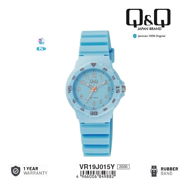 Q&Q QQ QNQ VR19 VR19J VR19J015Y ORIGINAL ANALOG WATCH WOMENS / CHILDRENS WATCH WATERPROOF RUBBER STR