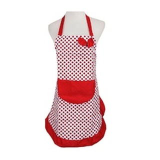 ผ้ากันเปื้อนลายจุด polka (red)