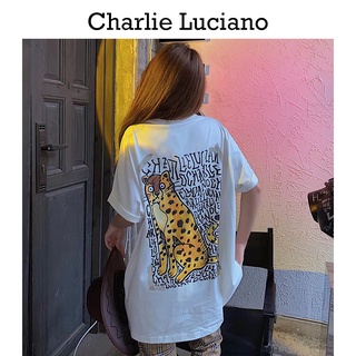 Charlie Luciano เสื้อยืดแขนสั้น พิมพ์ลายกราฟฟิติเสือดาว แฟชั่นฤดูร้อน สําหรับผู้หญิง