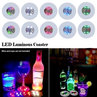 แผ่นรองแก้วไฟ Led 4 ดวง 3 โหมด มีกาวในตัว สําหรับตกแต่งแก้วเครื่องดื่ม แก้วน้ํา งานแต่งงาน บาร์ คริสต์มาส 1 ชิ้น
