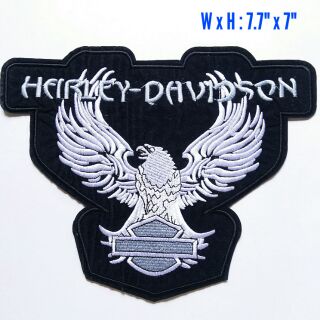 ป้ายปักแบบรีดติดหลังเสื้อรูปนกอินทรีย์ขนาดใหญ่ 7.7"x7" นิ้ว  Harley Davidson Eagle Barshield iron on Patch