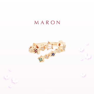 MARON - Nine Lucky Stars Cross Ring ชุบ Beige Gold แหวนนพเก้า แหวนดาวนพเก้า เสริมดวง เงินแท้925