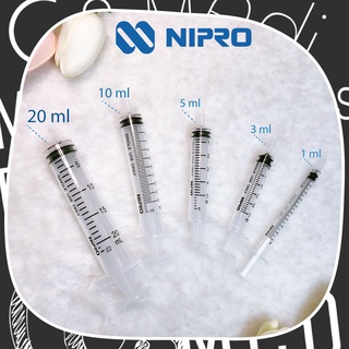   Syringe Nipro ไซริงค์นิโปร กระบอกฉีดยา 1 , 3, 5, 10, 20 ml ไม่ติดเข็ม