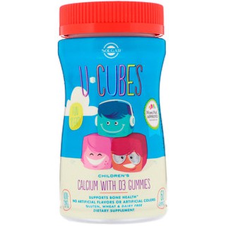 Solgar, U-Cubes, Childrens Calcium With D3, Pink Lemonade, Blueberry, Strawberry Flavors, 60 Gummies