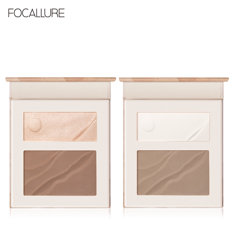 FOCALLURE 2 Colors Contour &ไฮไลท์เตอร์ แป้งเชดดิ้ง พาเลทแต่งหน้าเม็ดสีติดทนนานเป็นธรรมชาติ