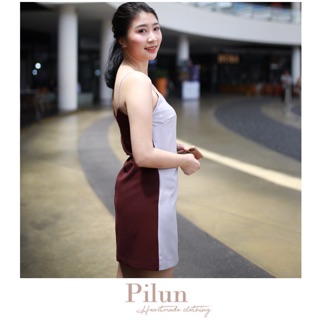 P I L U N Muni-Muni Dress in Burgundy-Grey ❤️🖤