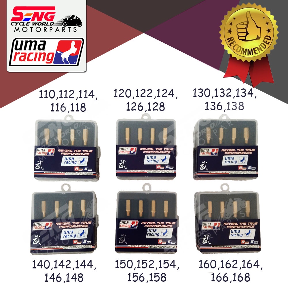 UMA RACING CARBURETOR MAIN JET KITS SET (110 ถึง 168)
