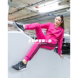 SUPERD เซทชุดวอร์ม เสื้อแจ็คเก็ตแขนยาวมาคู่กับกางเกงขายาวแถบข้าง Basic sports ribbed set Code : 9825 [Pink Rose]