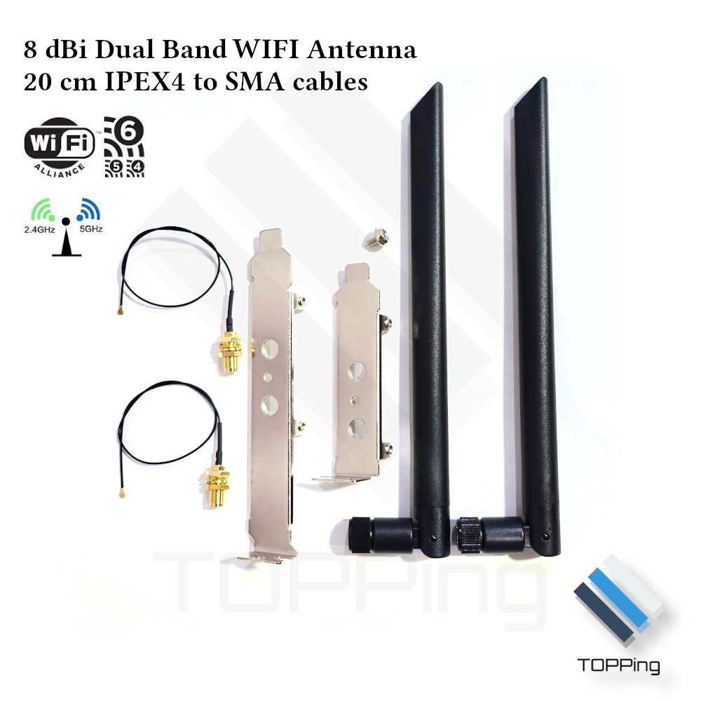 เสาไวไฟ 6dBi 8dBi Dual-Band WiFi Antenna รองรับ WiFI 6 พร้อมอุปกรณ์ ใช้ ...