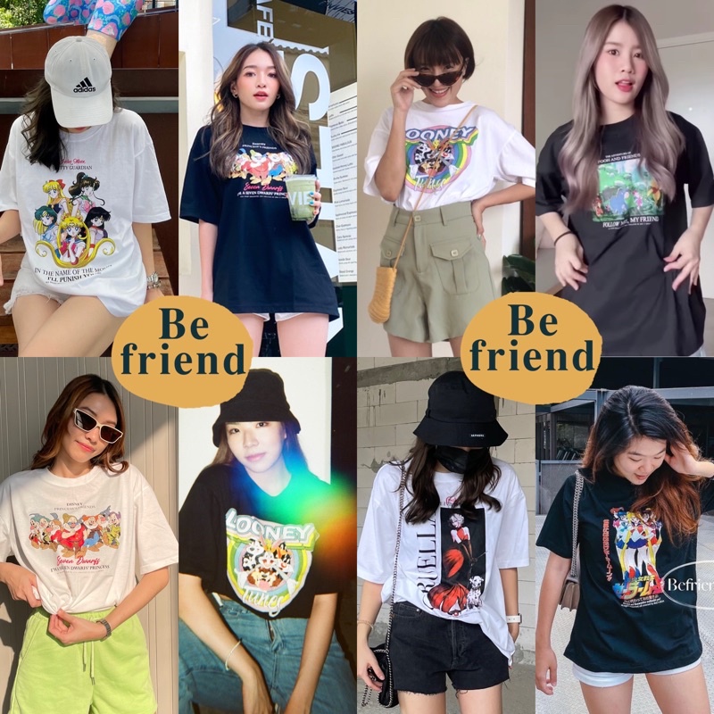 เสื้อยืด oversize "ลายการ์ตูน looney คนแคระ pooh " อก42-44