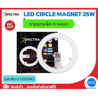 ยกแพ็ค 6 ชิ้น SPECTRA แผงไฟไส้โคมซาลาเปา แผงไฟแม่เหล็ก LED Magnet Circle ขนาด 25W แสงสีขาว 6500K